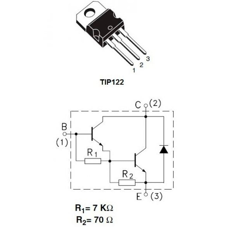 Transistor NPN TIP122 TO-220 | S103D06 | (Pack x2) Amplificador de Potencia para Arduino