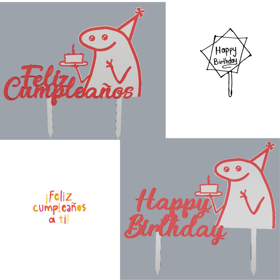 Topper Feliz cumpleaños - Happy Birthday - S203D24