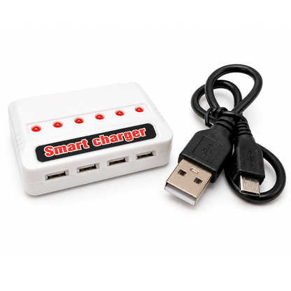 Cargador USB para 6 Baterías LiPo 3.7V MX2.0 | S103D00 | Carga Simultánea para Drone V4 SERINSY 3D