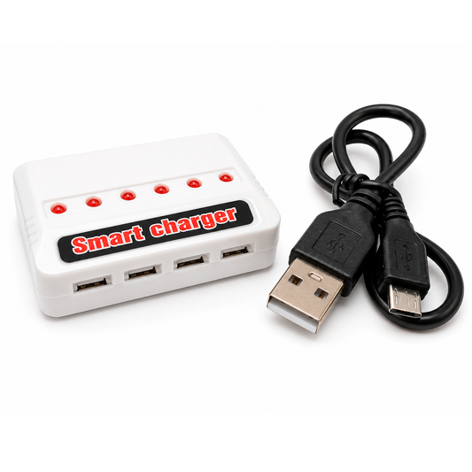 Cargador USB para 6 Baterías LiPo 3.7V MX2.0 | S103D00 | Carga Simultánea para Drone V4 SERINSY 3D