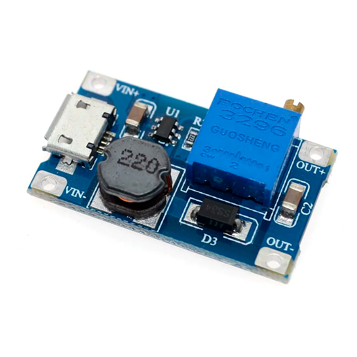Módulo Elevador de Voltaje Step-Up MT3608 2A DC-DC |S103D16| con Entrada Micro-USB