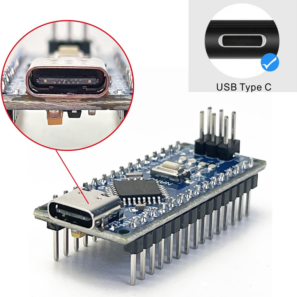 Placa de Desarrollo Arduino Nano V3.0 | S103D04 | ATmega328P con Puerto USB Tipo-C