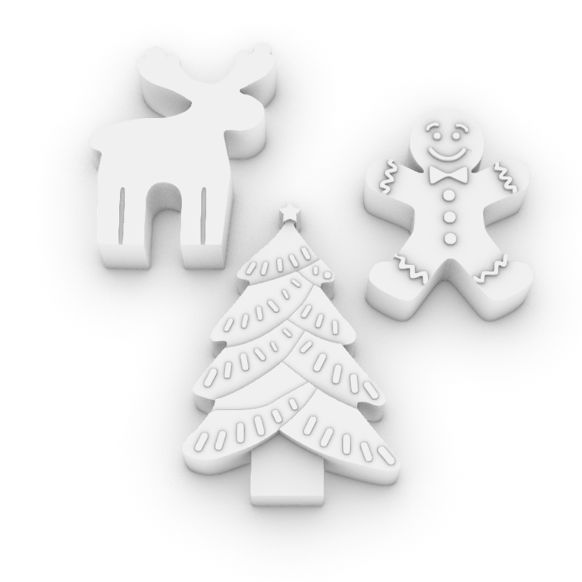 Trio de velas venado, arbolito y galleta Navidad - S203D95 *Diseño digital*