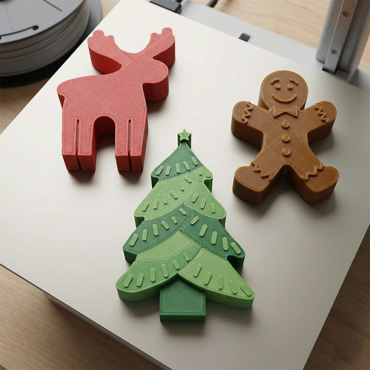 Trio de velas venado, arbolito y galleta Navidad - S203D95 *Diseño digital*