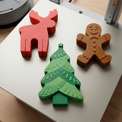 Trio de velas venado, arbolito y galleta Navidad - S203D95 *Diseño digital*