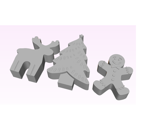 Trio de velas venado, arbolito y galleta Navidad - S203D95 *Diseño digital*