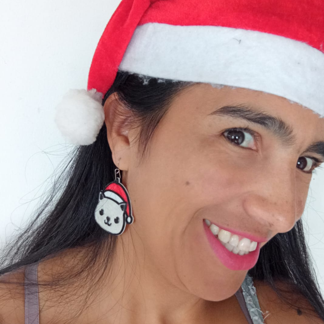 Aretes Gatos Navidad - S203D13