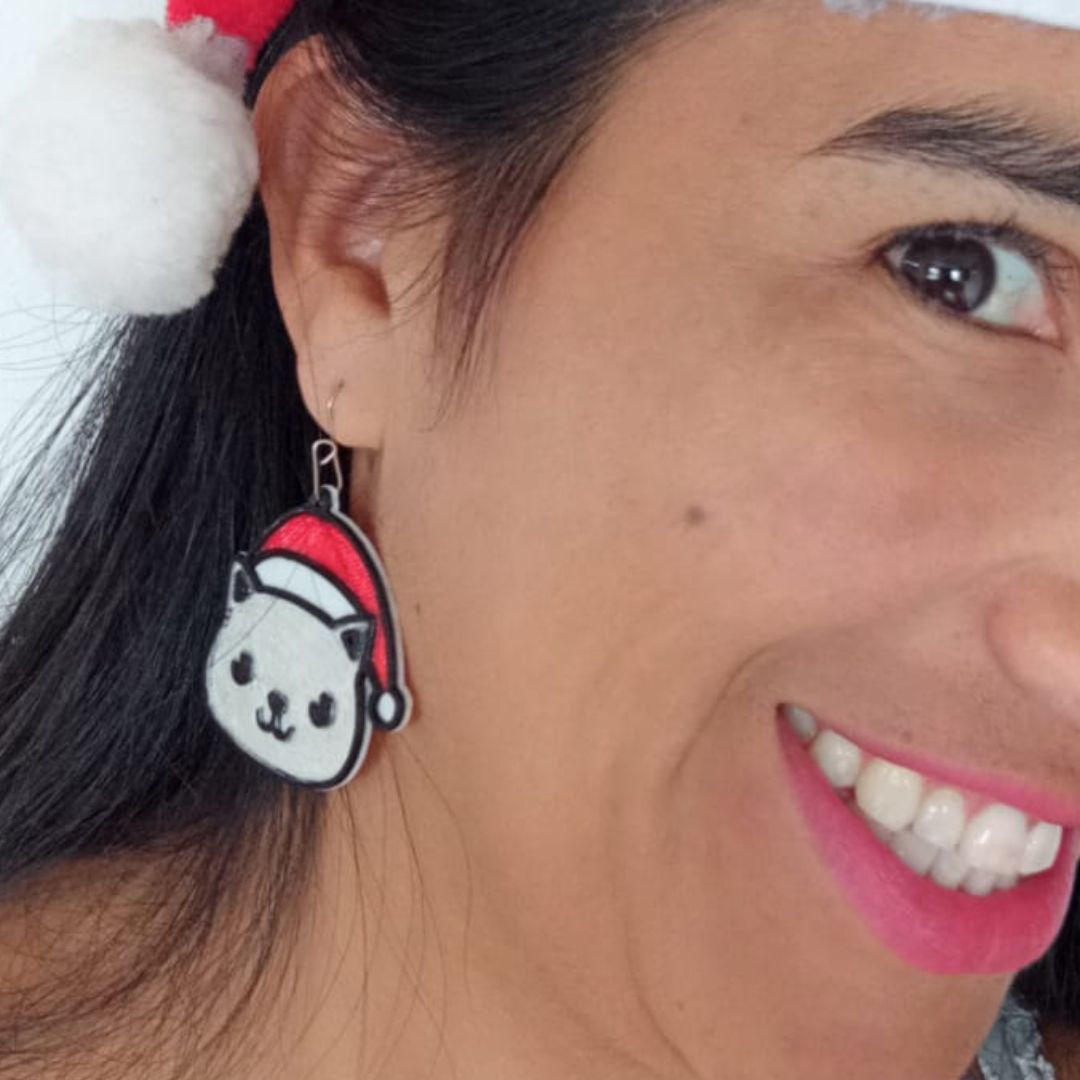 Aretes Gatos Navidad - S203D13